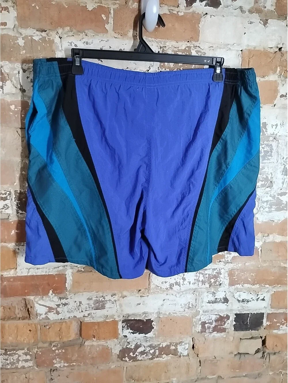 Vintage Speedo Blue And Green Stripe Swim Trunks Size L